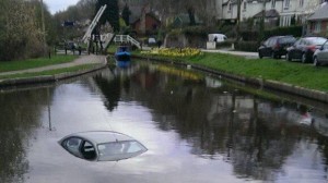 Car in canal