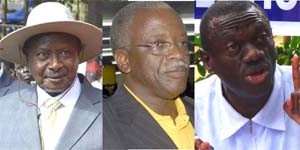 File Photo: Museveni ,Mbabazi ne Besigye