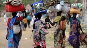 South Sudan women run away